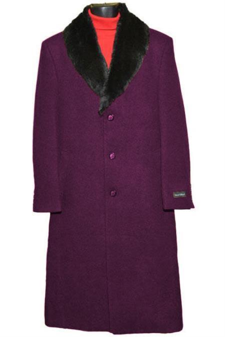 Men's Big And Tall Overcoat Long Men's Dress Topcoat - Winter coat 4XL 5XL 6XL Burgundy ~ Wine ~ Maroon