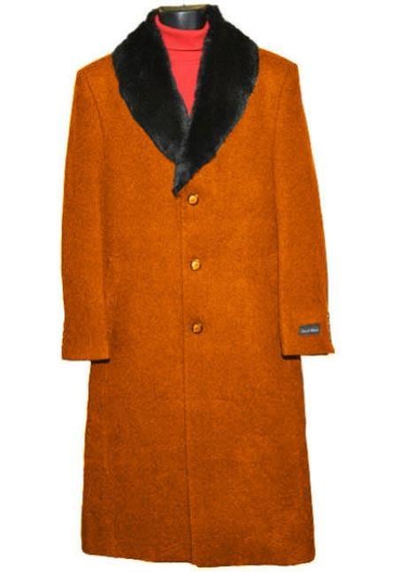 Men's Big And Tall Overcoat Long Men's Dress Topcoat - Winter coat 4XL 5XL 6XL Rust