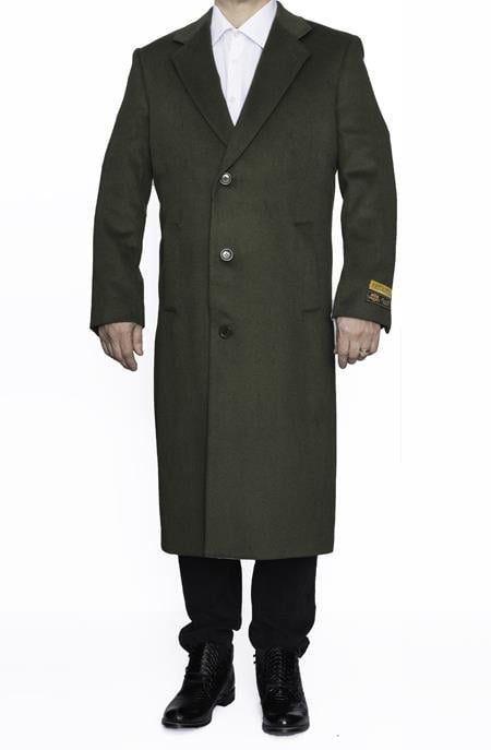 Men's Big And Tall Overcoat Long Men's Dress Topcoat - Winter coat 4XL 5XL 6XL Olive Green