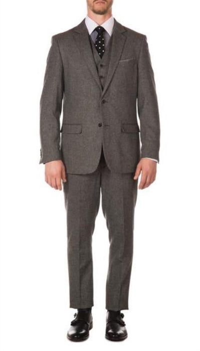 Men's Designer Brand York Grey Slim Fit 3pc Herringbone Suit