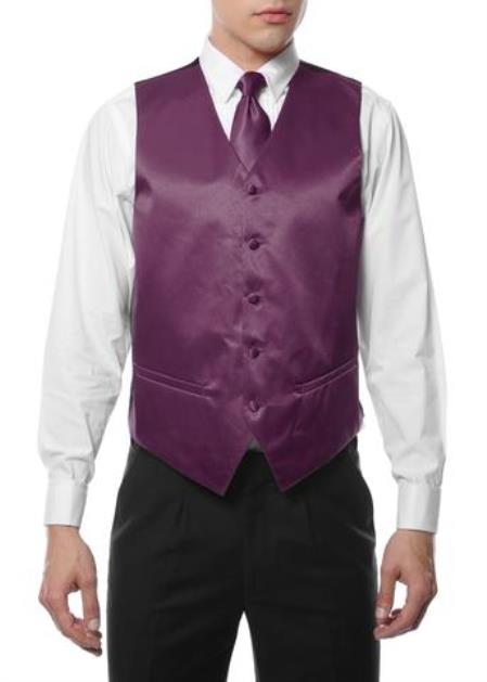 Men's Wine Besom Pockets 4PC Big and Tall Dress Tuxedo