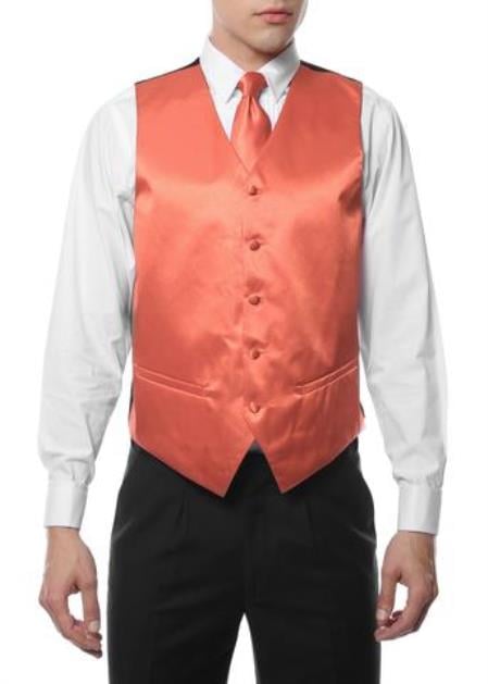 Men's Peach V Neck Big and Tall Waistcoat