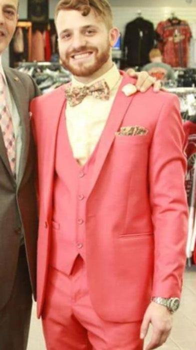 Men's Shawl Lapel Pink Suit