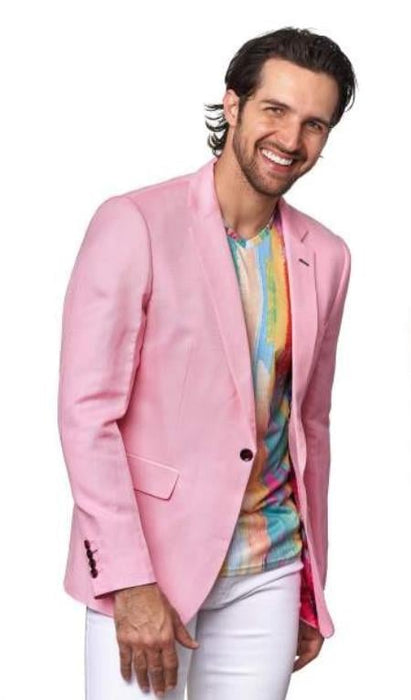 Men's Linen Blazer - Pink