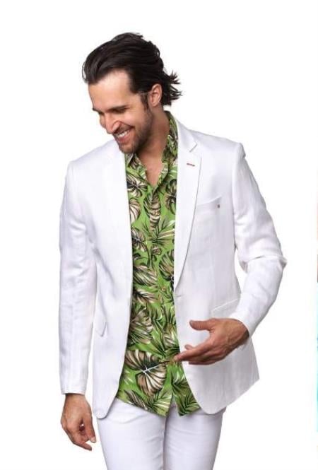 Men's Linen Blazer - White