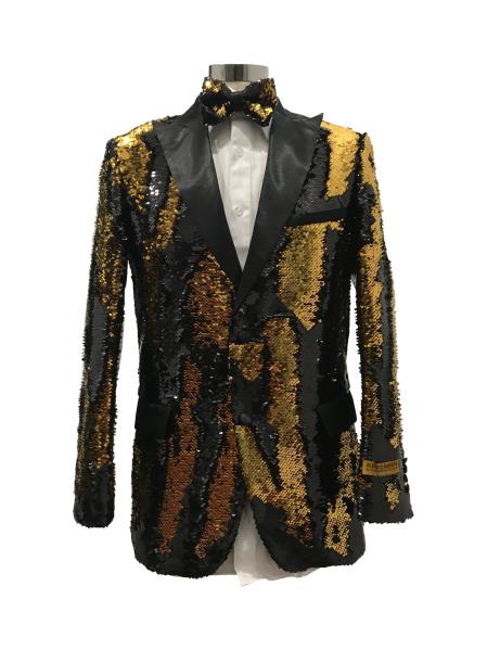 Men's Two Button Black ~ Gold Suit