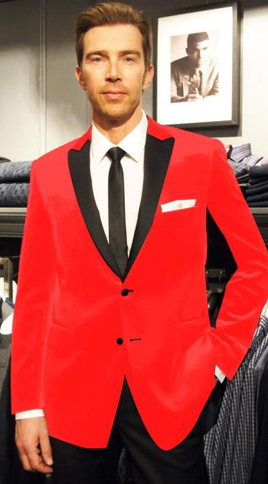 Black and Red Dress Men's suit Comes with Black Pants Black Lapel Jacket and Pants