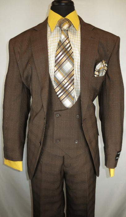 Men's Checkered Suit Brown ~ Plaid Design Suit Jacket