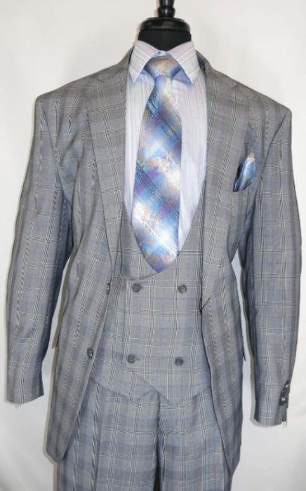 Men's Suit Grey ~ Plaid Design Checkered Suit Jacket