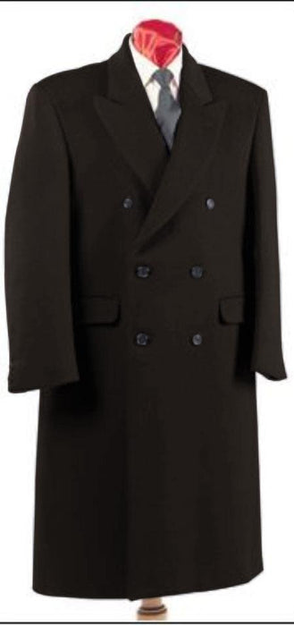 Men's Charcoal Grey Double Breasted Six Button Fully Lined Long Coat