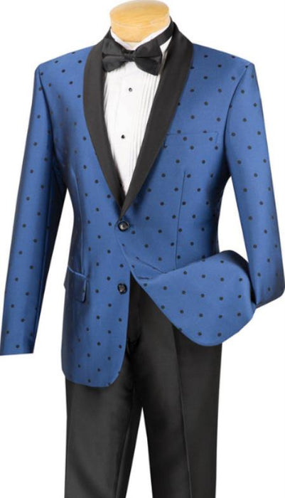 Blue Polka-Dot Pattern Shawl Lapel Two Button Tuxedo for Men's