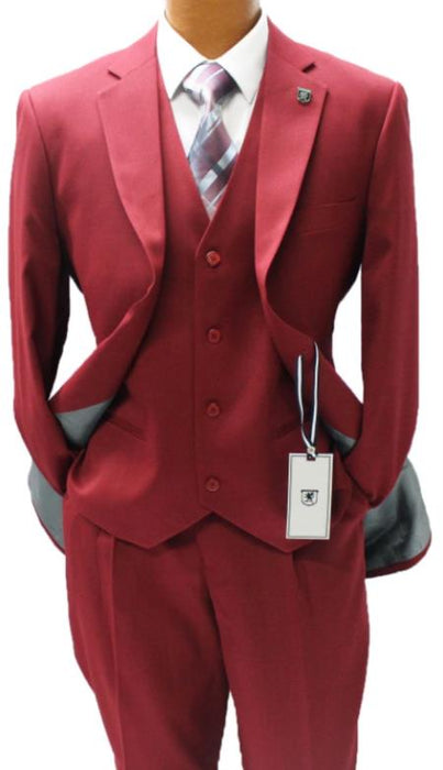 Burgundy Vested Classic Fit Burgundy Suit