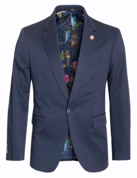 Men's Cotton Stretch Slim Fit Blazer Navy