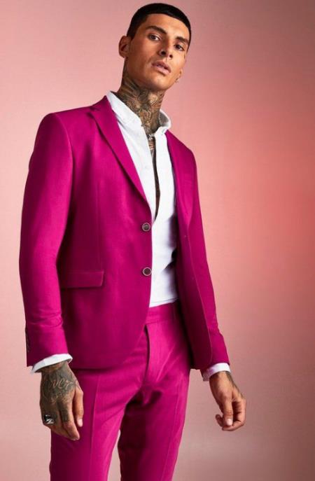 Men's Pink Two Button Homecoming Outfit