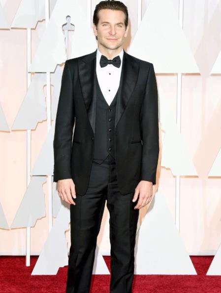 Bradley Cooper Black Three Piece Tuxedo Suit