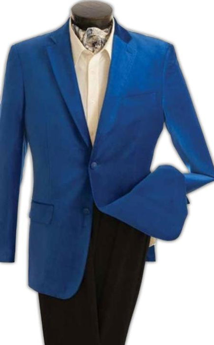 Velour Men's blazer Jacket Men's Fashion 2 Button Velvet Jacket Royal Blue