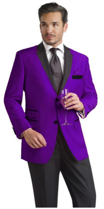 Velour Men's blazer Jacket Purple Two Button Party Suit & Tuxedo & w/ Black Velvet or Suit Fab