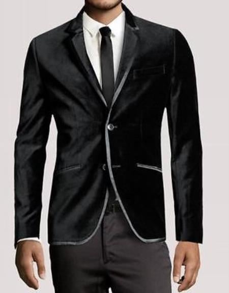 Velour Men's blazer Jacket Men New Luxury PartyWear Black Velvet 2 Button Wedding Tuxedo