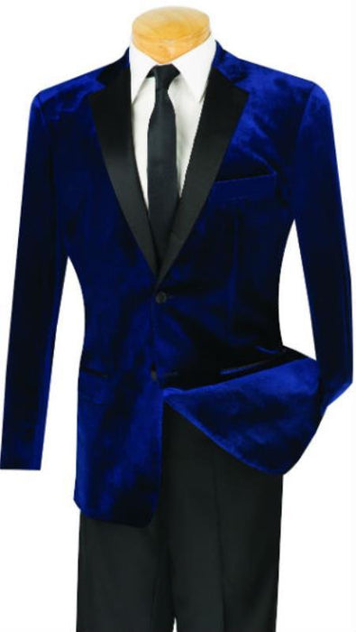 Men's Slim Fit velour Men's blazer Jacket With Flat Front Pant Navy