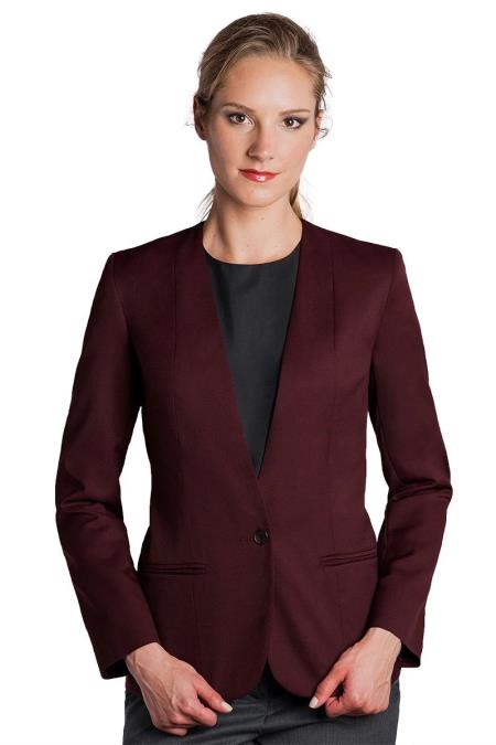 One Button Solid Pattern Women Burgundy Blazer