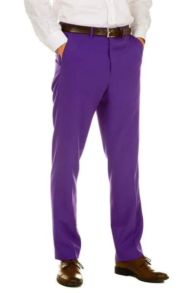 Men's Purple 100% Polyester Slim Fit Pants