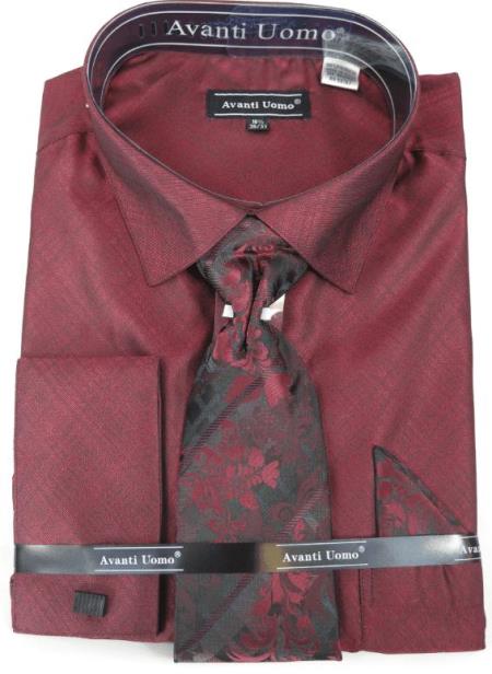 Burgundy Colorful Men's Dress Shirt