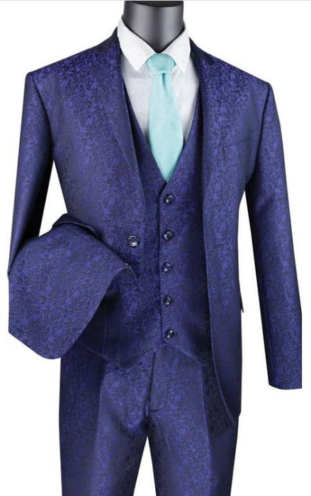 Paisley Floral Suit Navy - Men's Flower Suit