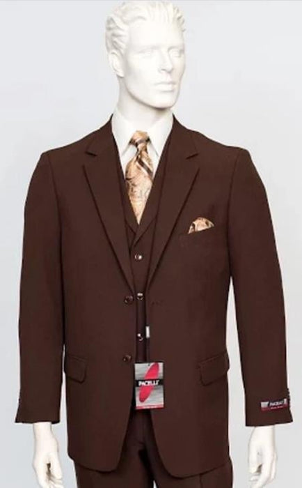 Poplin Fabric Pacelli 3pc Brown Suit CAMERON-10002