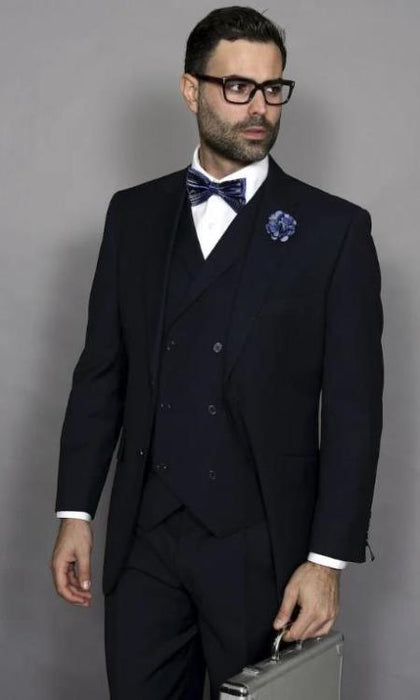 Classic Fit Suit Mens Navy Athletic Fit 100% Imported Suit