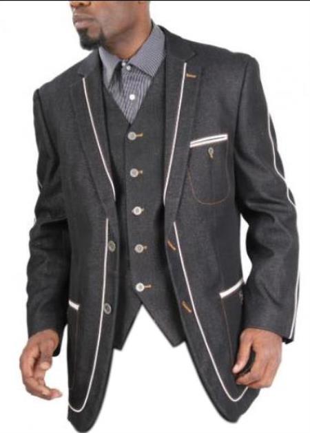 Men's three patch pockets Fully lined Denim blazer