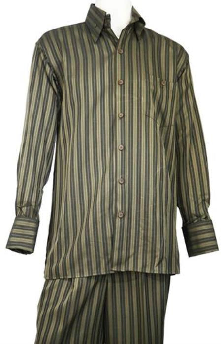 Olive Long Sleeve Walking Leisure Casual Suit