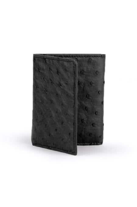 Men's Full Quill Ostrich Trifold Black