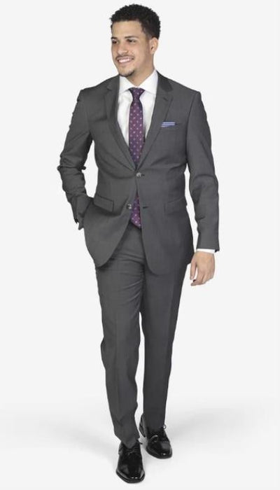 Men's Slim Fit Suit - Fitted Suit - Skinny Suit Men's Charcoal Grey 2-button single breast jacket