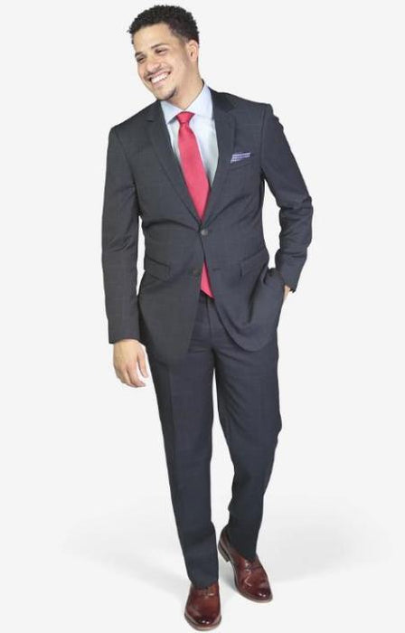 Men's Navy Stretch Armhole for comfort 2-button Suit