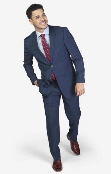 Men's Slim Fit Suit Blue Windowpane