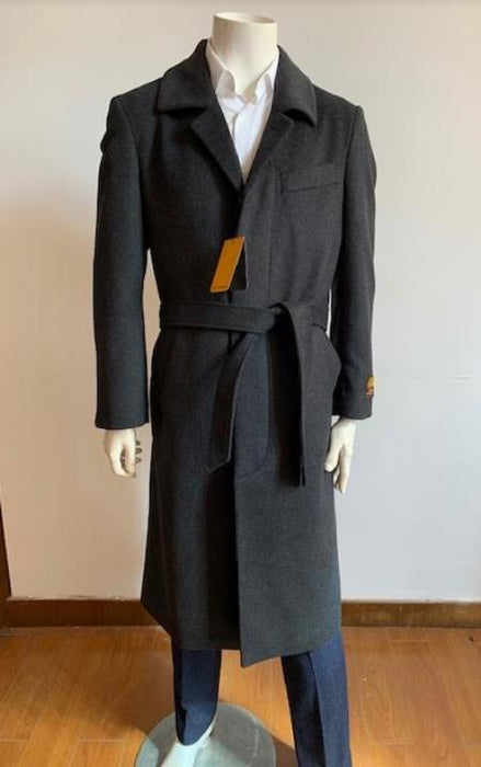 Full Length Overcoat - Belted Topcoat Black