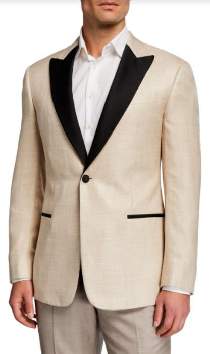 Champagne Tuxedo - Tan Tuxedo - Mens Velvet Blazer With Matching Bowtie - Slim Fit