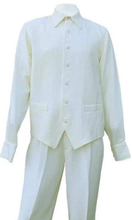 Long Sleeve Walking Suit - Casual Suits For Men + Mens Leisure Suit + White