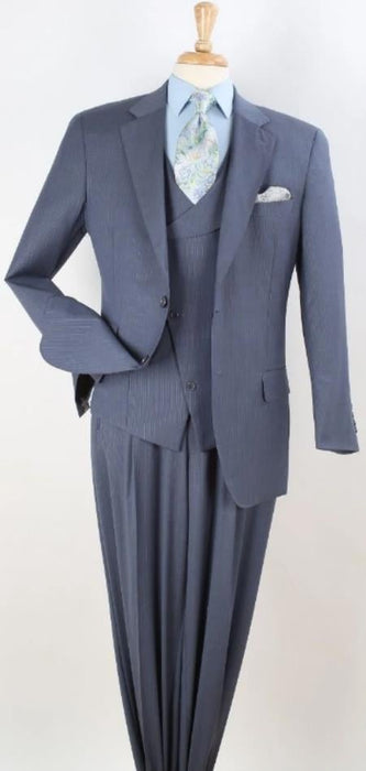 Mens Suit - Classic Fit Suit - Pleated Pants - Suit With Double Breasted Vest