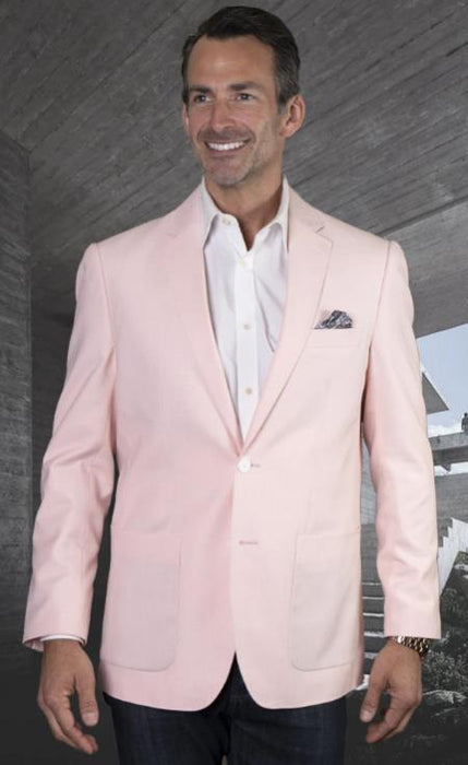 Mens Two Button Notch Lapel Blazer Pink