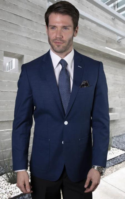 Mens Two Button Notch Lapel Blazer Sapphire