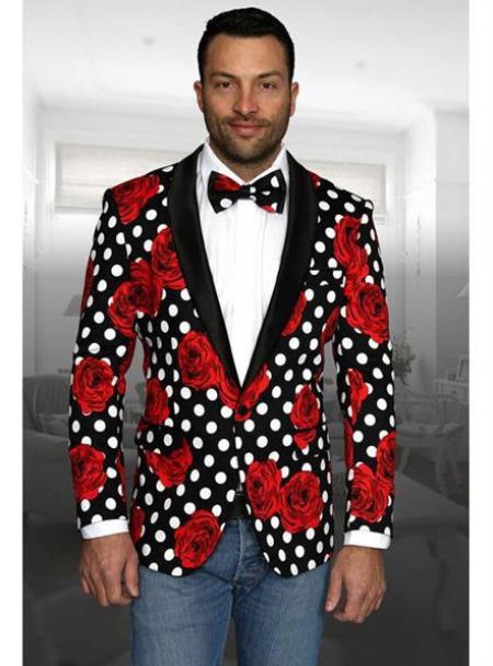 Black And Red Tuxedo - Flower Floral Tuxedo