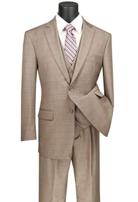 Plaid Vested Suit - Windowpane Suit