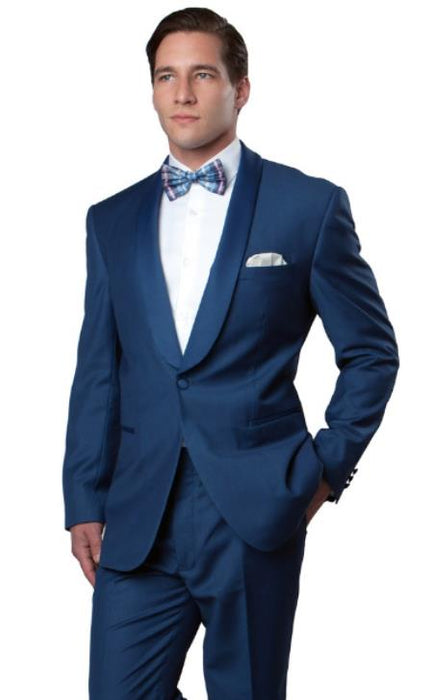 Blue Tuxedo With Blue Sateen Lapel