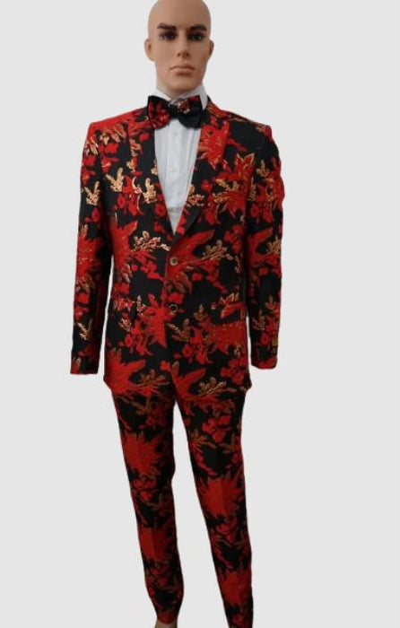 Prom Suits - Wedding Suit - Paisley Suit - Floral Suit + Matching Bowtie