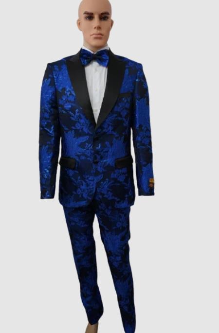 Prom Suits - Wedding Suit - Paisley Suit - Floral Suit + Matching Bowtie