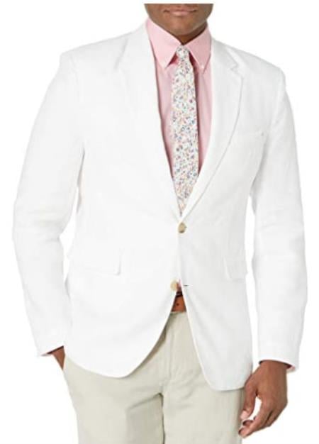 Mens Linen Blazer - Brilliant White Sport Coat