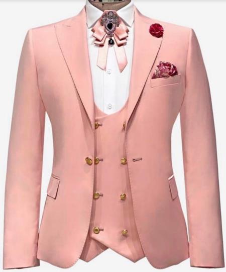 Rose Gold Tuxedo - Rose Gold Suit - Jacket + Vest + Pants