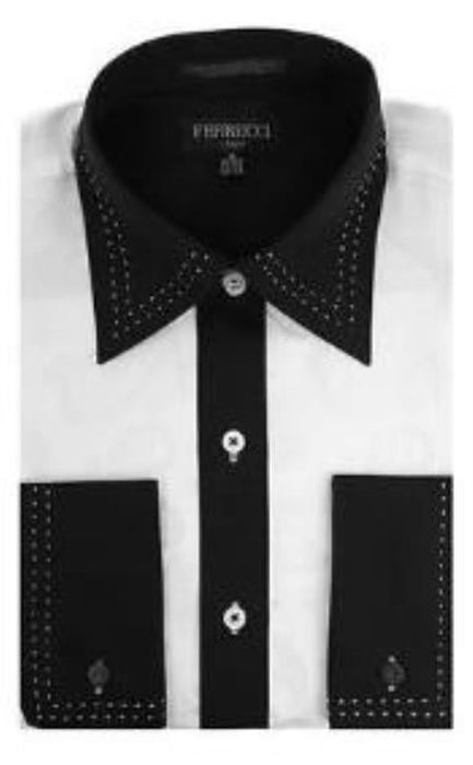 Mens Black and White Dress Shirt