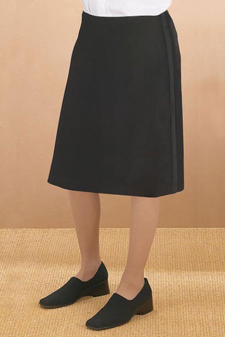 Womens Black Polyester Tuxedo Skirt - Womens Black Tuxedo